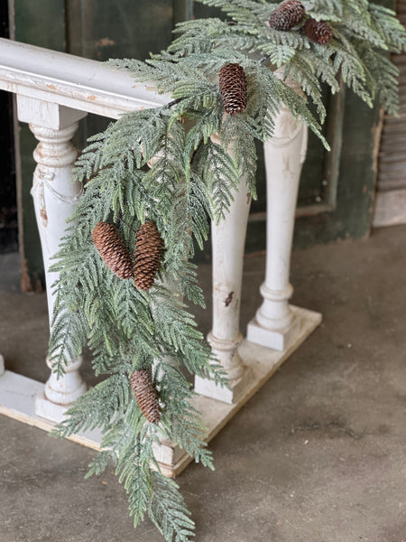 Glittering Plume Pine Garland | 6'