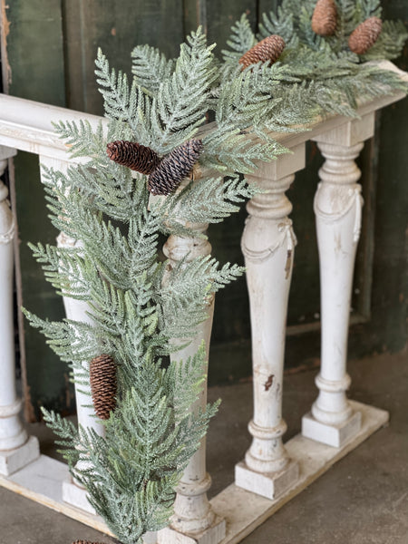Glittering Plume Pine Garland | 6'