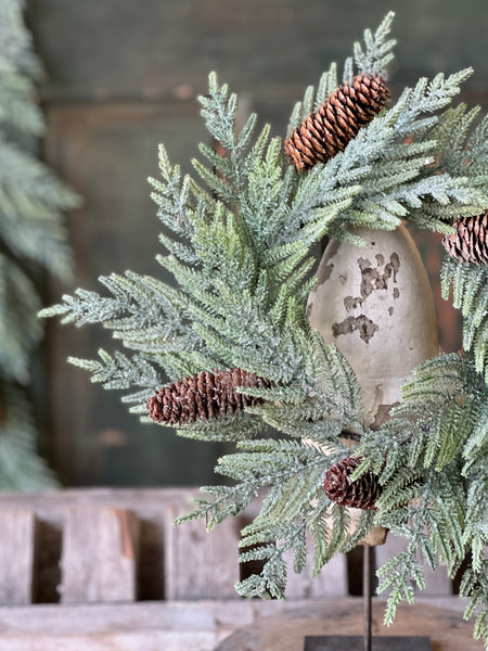 Glittering Plume Pine Candle Ring | 13" | Limited Stock - Last 12pcs!