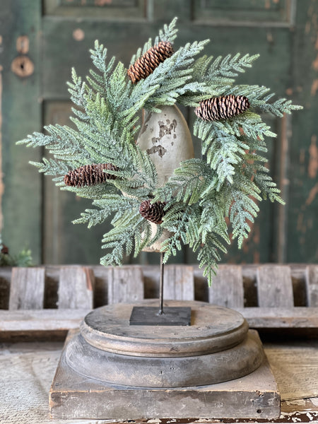 Glittering Plume Pine Candle Ring | 13" | Limited Stock - Last 12pcs!