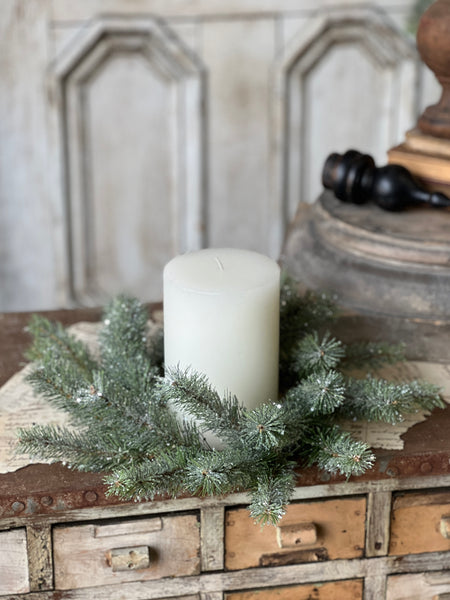Icy Northlight Pine Candle Ring | 12"