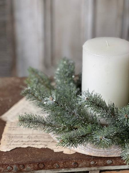 Icy Northlight Pine Candle Ring | 12"
