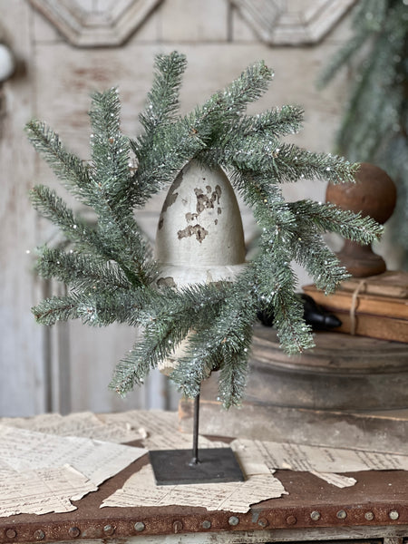 Icy Northlight Pine Candle Ring | 12"