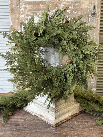 Sentiment Cedar Wreath | 24" | NOT CURRENTLY IN STOCK-New For Holiday 2026!