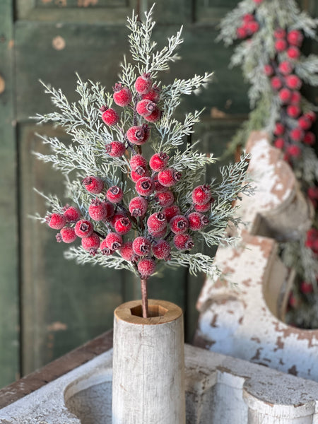 Icy Yule Berry Fir Spray | 30"