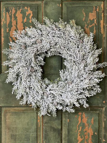 Snowy Nobility Cedar Wreath | 24" | Limited Stock - Last 58pcs!