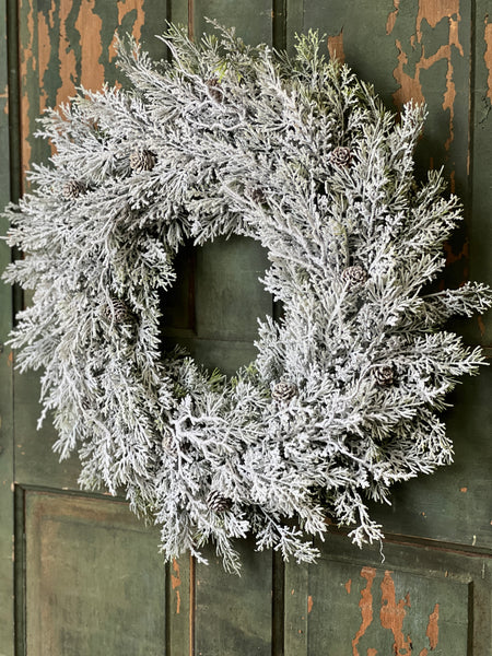 Snowy Nobility Cedar Wreath | 24" | Limited Stock - Last 58pcs!