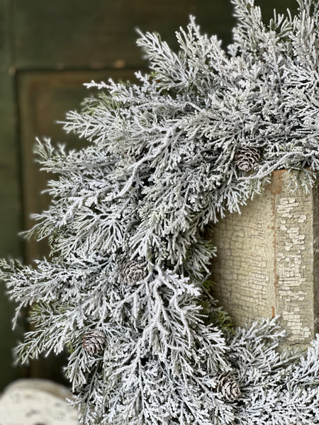 Snowy Nobility Cedar Wreath | 24" | Limited Stock - Last 58pcs!