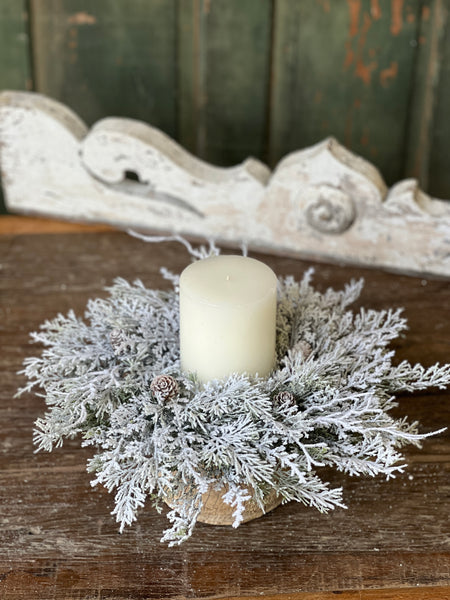 Snowy Nobility Cedar Candle Ring | 16"