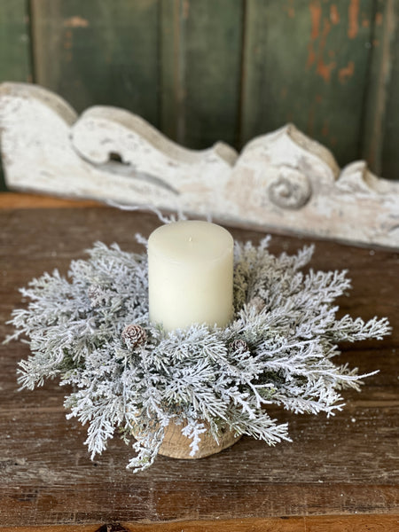 Snowy Nobility Cedar Candle Ring | 16"