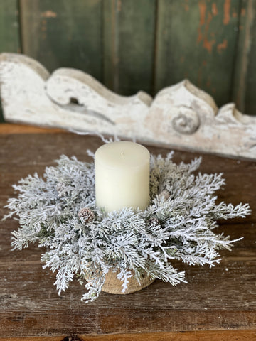 Snowy Nobility Cedar Candle Ring | 16"