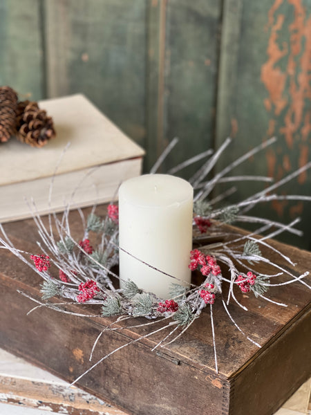 Birchwood Berry & Pine Candle Ring | 14" | SOLD OUT