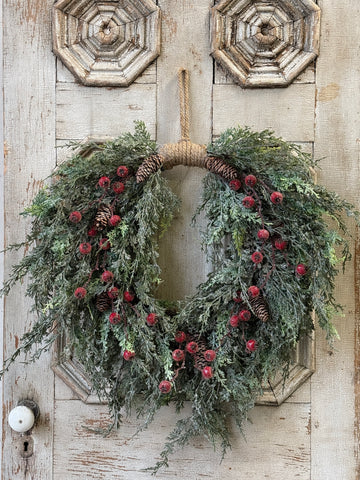 Shining Balsam Berry Hanging Wreath | 28" | NOT CURRENTLY IN STOCK-New For Holiday 2026!
