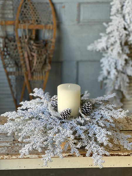 Snowy Hemingway Fir Candle Ring | 22" | Limited Stock - Last 96pcs!