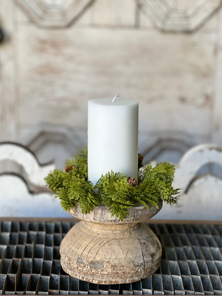 Leyland Cypress Candle Ring | 8"