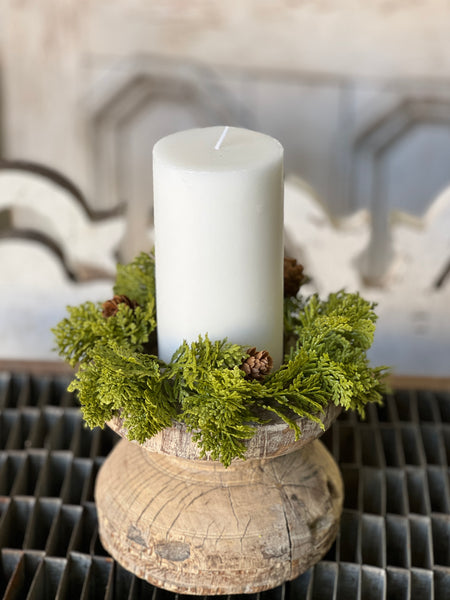 Leyland Cypress Candle Ring | 8"