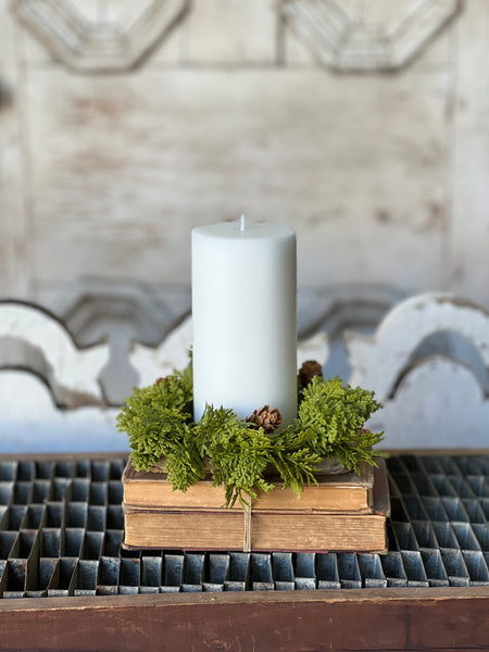 Leyland Cypress Candle Ring | 8"
