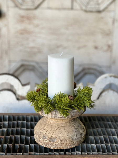 Leyland Cypress Candle Ring | 8"