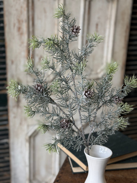 Glitter Laced Cedar Spray | 25.5" | NOT CURRENTLY IN STOCK-New For Holiday 2026!