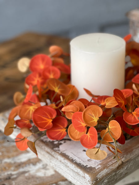 Setting Sun Leaves Candle Ring | 12" | CLEAN UP SPECIAL!  From $4.95 - Last 72pcs!