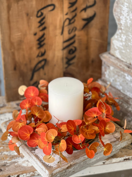 Setting Sun Leaves Candle Ring | 12" | CLEAN UP SPECIAL!  From $4.95 - Last 72pcs!