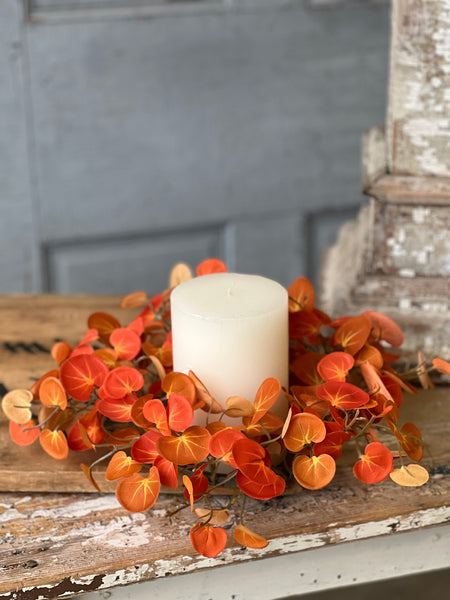 Setting Sun Leaves Candle Ring | 12" | CLEAN UP SPECIAL!  From $4.95 - Last 72pcs!