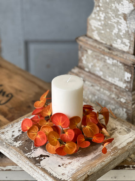 Setting Sun Leaves Candle Ring | 7"