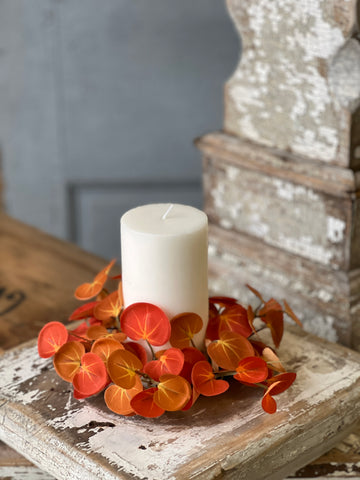 Setting Sun Leaves Candle Ring | 7"