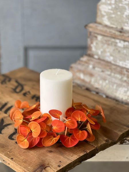 Setting Sun Leaves Candle Ring | 7"