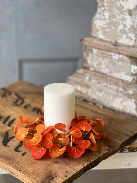 Setting Sun Leaves Candle Ring | 7"
