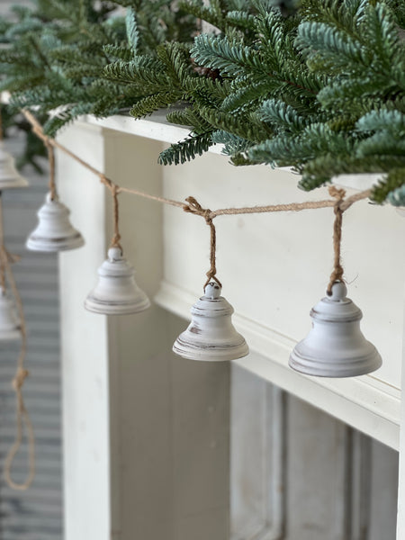 Bowstring Bell Garland | 76" | White Wash | SOLD OUT