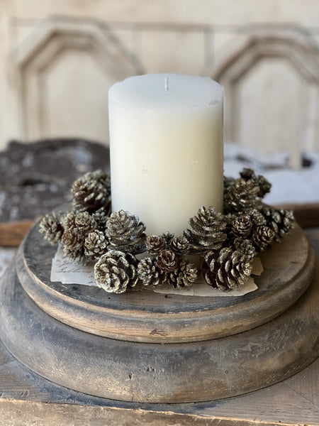 Shimmer Pine Cone Candle Ring | 4"