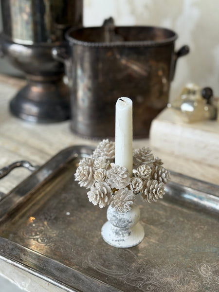 Glittering Ivory Cone Candle Ring | 4" | NOT CURRENTLY IN STOCK-New For Holiday 2026!