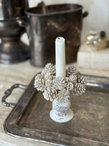 Glittering Ivory Cone Candle Ring | 4" | NOT CURRENTLY IN STOCK-New For Holiday 2026!