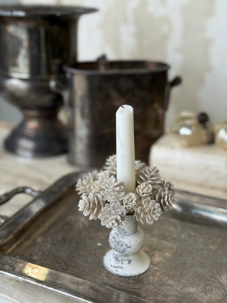 Glittering Ivory Cone Candle Ring | 4" | NOT CURRENTLY IN STOCK-New For Holiday 2026!
