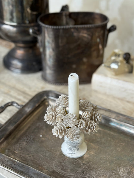 Glittering Ivory Cone Candle Ring | 4" | NOT CURRENTLY IN STOCK-New For Holiday 2026!