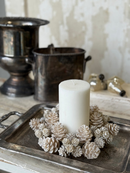 Glittering Ivory Cone Candle Ring | 8" | NOT CURRENTLY IN STOCK-New For Holiday 2026!