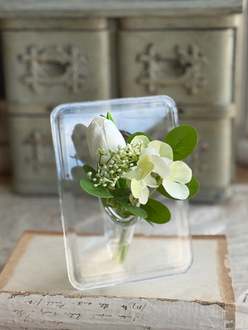 Floating Flora Frame w/ Flowers | 7" | White | NOT CURRENTLY IN STOCK-New For Spring 2027!