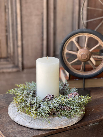 Prickly Pine Candle Ring | Snow | 9" | SOLD OUT