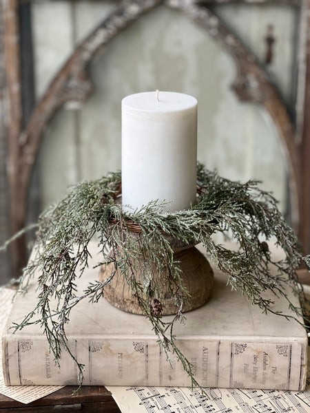 Weeping Cedar Candle Ring | Snow | 14" | SOLD OUT