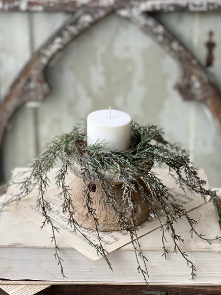 Weeping Cedar Candle Ring | Snow | 12" | SOLD OUT