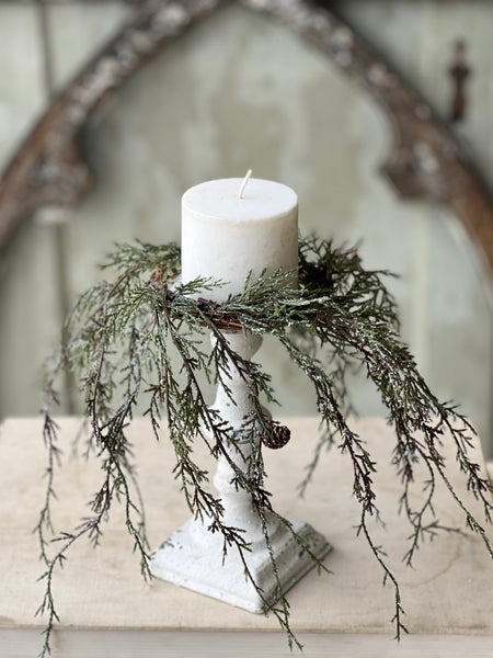 Weeping Cedar Candle Ring | Snow | 12" | SOLD OUT