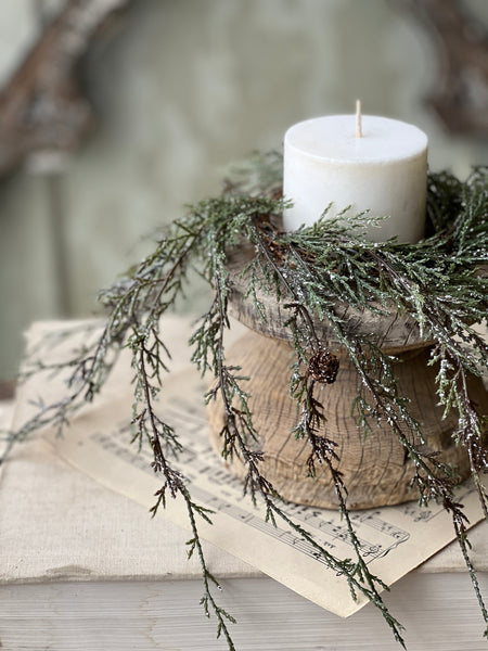 Weeping Cedar Candle Ring | Snow | 12" | SOLD OUT