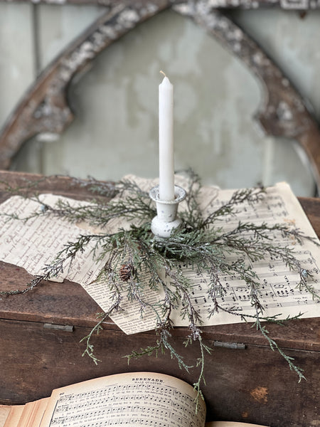 Weeping Cedar Candle Ring | Snow | 9" | SOLD OUT