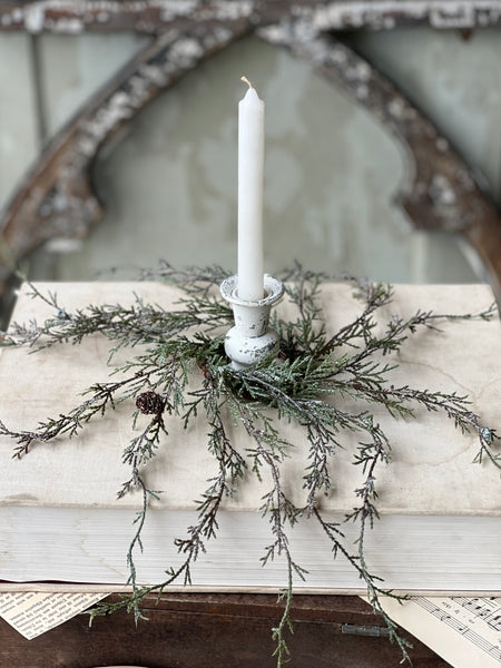 Weeping Cedar Candle Ring | Snow | 9" | SOLD OUT