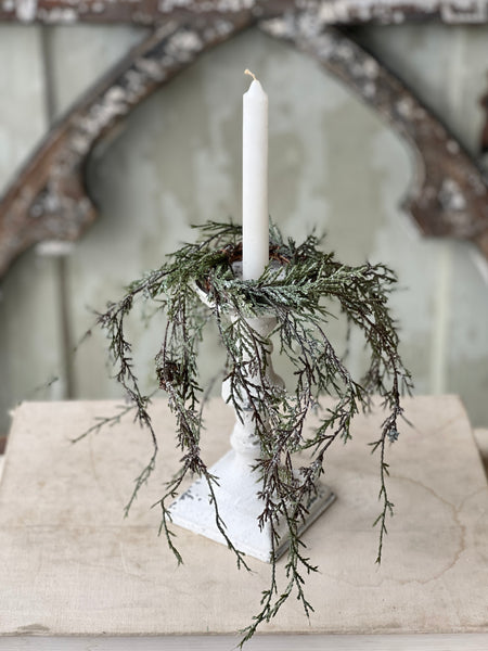 Weeping Cedar Candle Ring | Snow | 9" | SOLD OUT