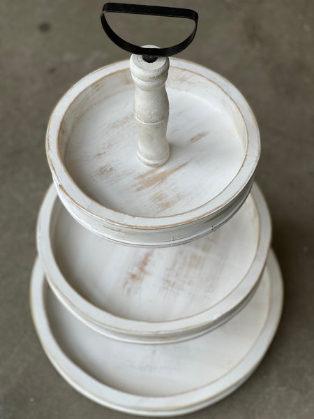 Ezra Three Tier Tray | 24.5" | White | SKID SPECIAL!  From $13.95