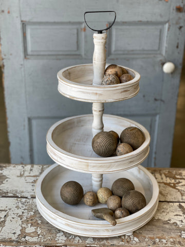 Ezra Three Tier Tray | 24.5" | White | SKID SPECIAL!  From $13.95