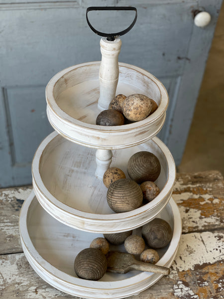 Ezra Three Tier Tray | 24.5" | White | SKID SPECIAL!  From $13.95