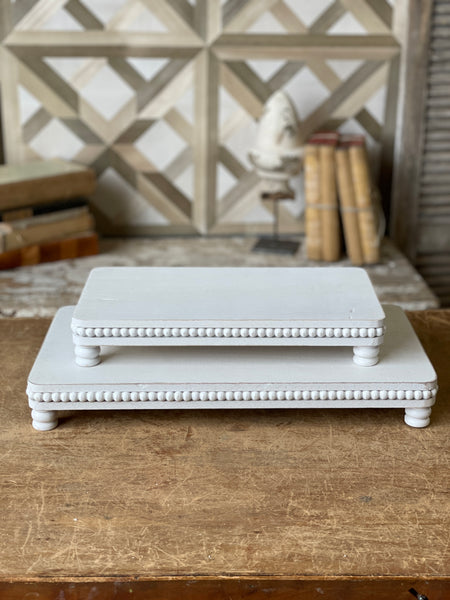 Beaded Chatham Trays | Set/2 | White Wash | SKID SPECIAL $11.95